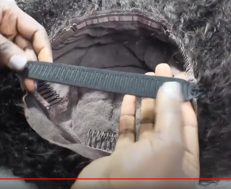Elastic Band Sewn onto a wig 
