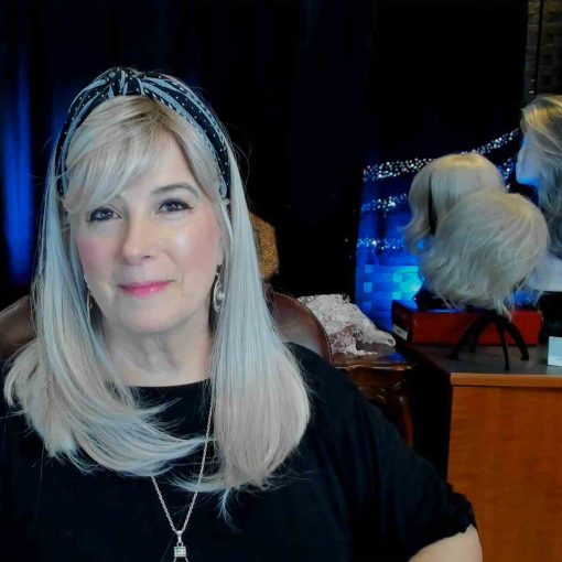NEW | 19" Long Topper w/bangs Silver/Grey | Color Chrome