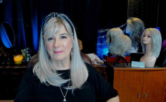 NEW | 19" Long Topper w/bangs Silver/Grey | Color Chrome