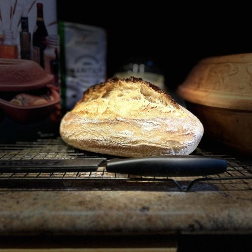 LOAF OF SOURDOUGH BREAD MADE WITH MANITALY FLOUR FROM ITALY